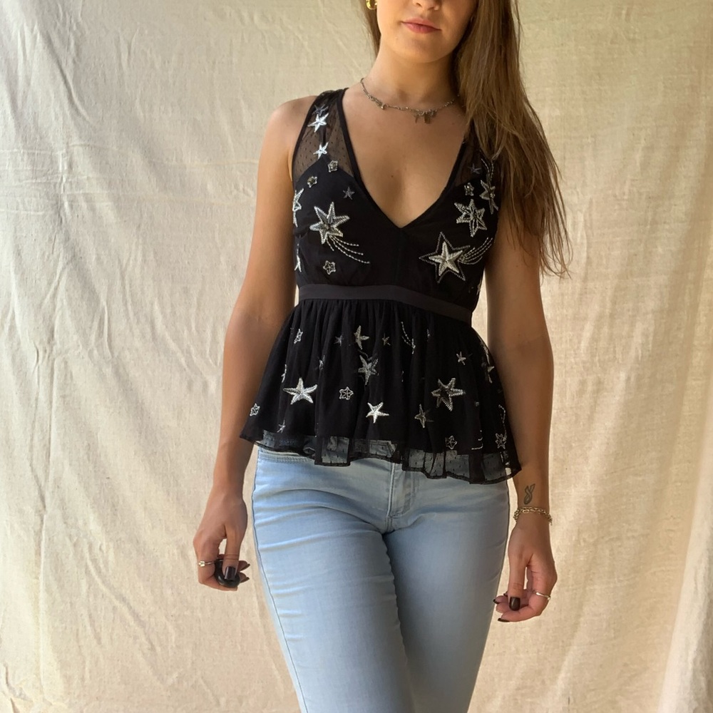 Black peplum top